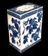 China: A ceramic opium pillow, blue and white motif decorated with lions, c. 1900